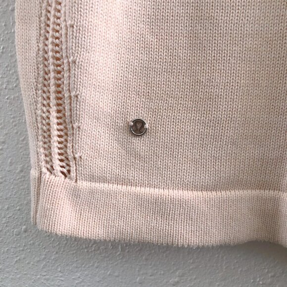 LULULEMON Bhakti Reality Short Sleeve Cotton Sweater in Butter Pink No Size Tag/ - Picture 7 of 8